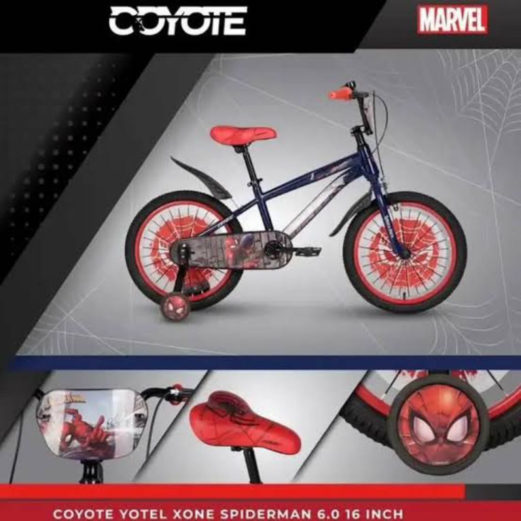 SEPEDA ANAK BMX ELEMENT 12 16 18 INCH SPIDERMAN 3.0 / COYOTE XONE SPIDERMAN 6.0 ANAK UMUR 2 3 4 5 6 