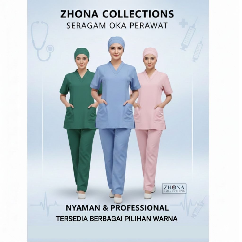 BAJU JAGA OKA PERAWAT DOKTER LENGAN PENDEK BAHAN TOYOBO