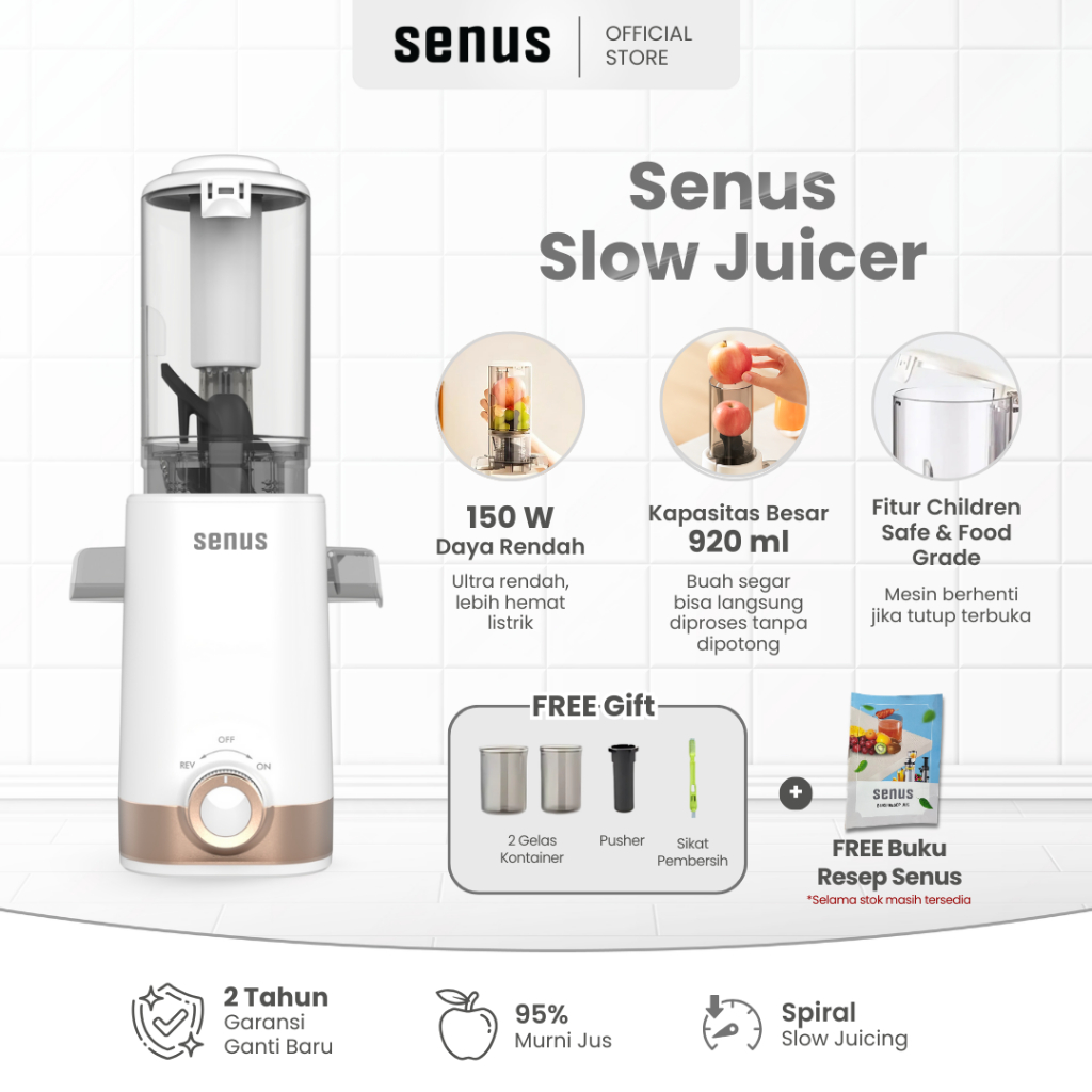 Senus Slow Juicer pengekstrak buah low watt tanpa ampas