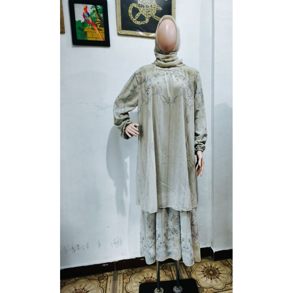 gamis set hijab malaysia ceruty motif