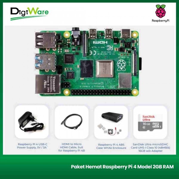Paket Hemat Raspberry Pi 4 Model B 2GB RAM | Raspi 4 2Gb