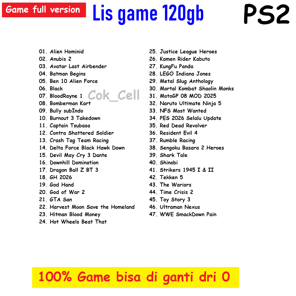 hardisk ps2 eksternal 120gb full gem