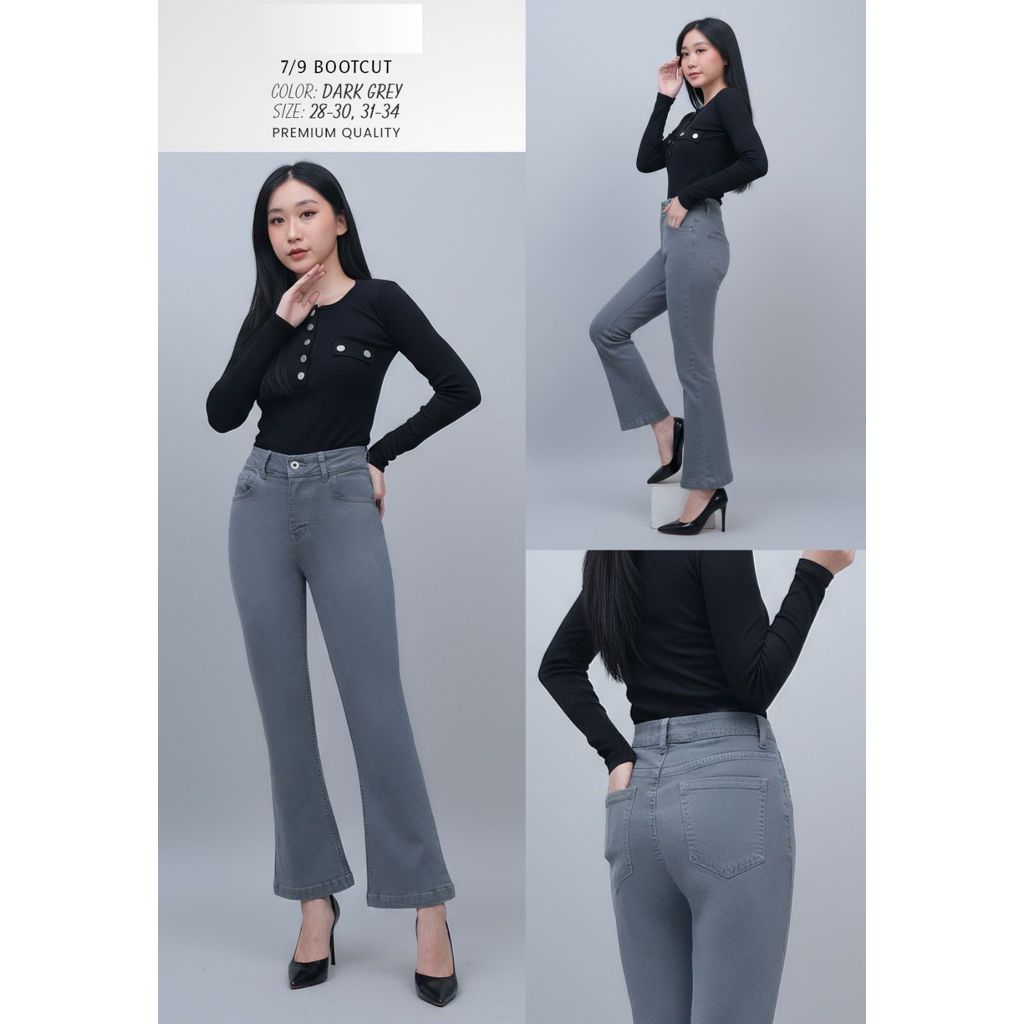 [Evasabrina88]Celana Cutbray Bootcut Jeans 7/9 Vanessa  M2000 Dark Grey 9-2020