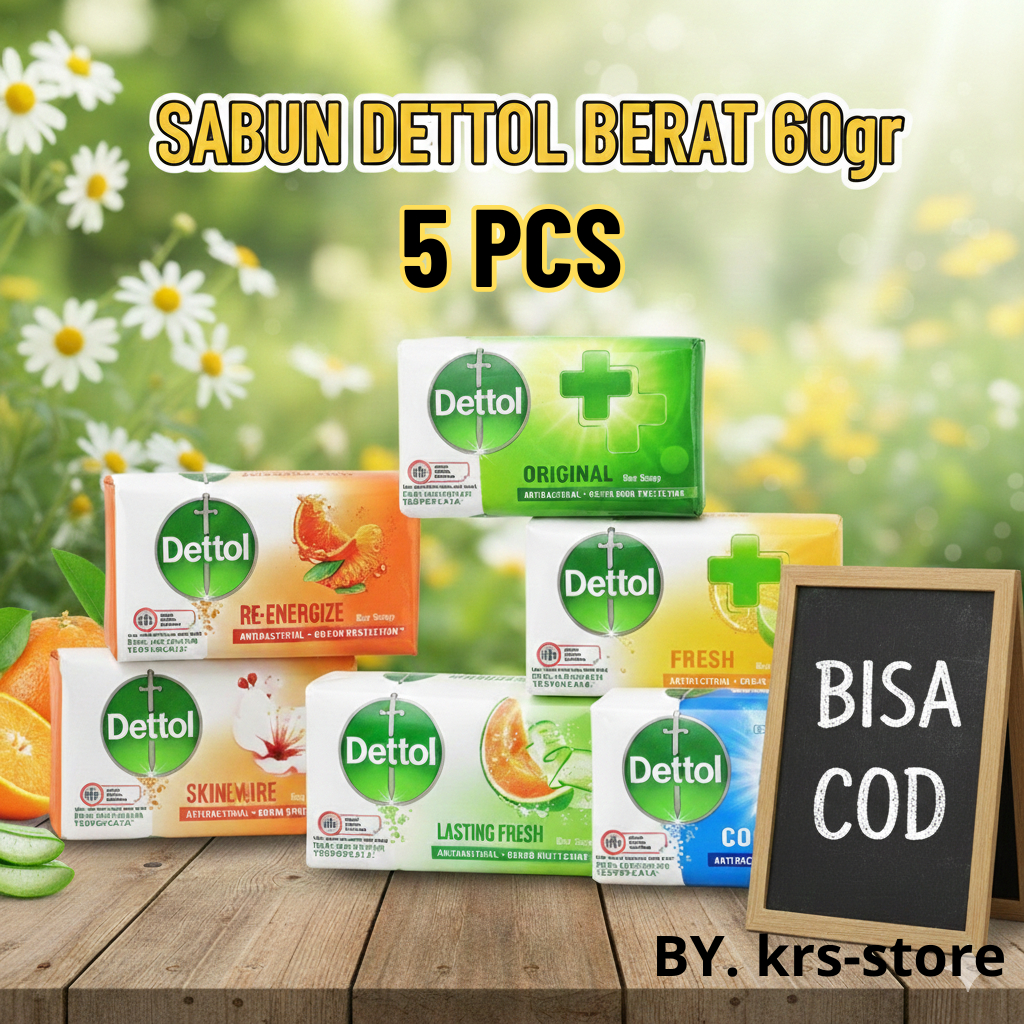 Sabun Batang Dettol 60gr [ 5PCS ] / Sabun Batang Dettol 60gr