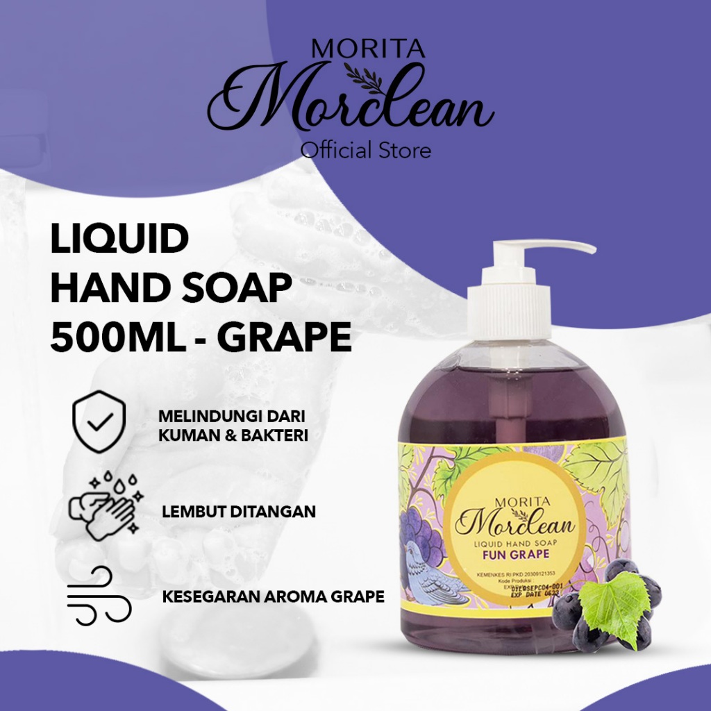 MORITA MORCLEAN Liquid Hand Soap Anggur 500ML Sabun Cuci Tangan Cair Premium Berkualitas Antibakteri