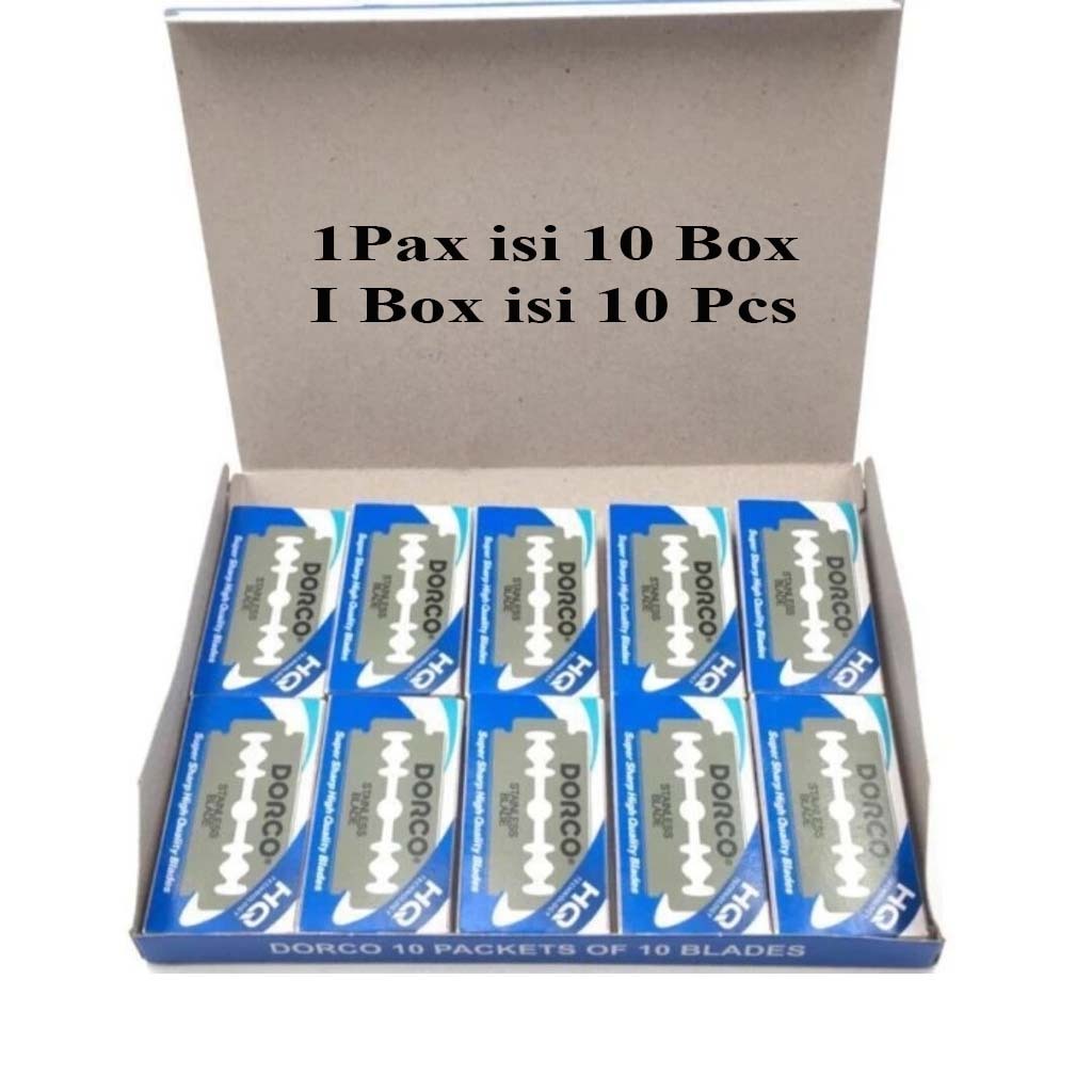Pisau Silet Original Supertajam 100Pcs Wmark Dorco Biru untuk mencukul lebih cepat