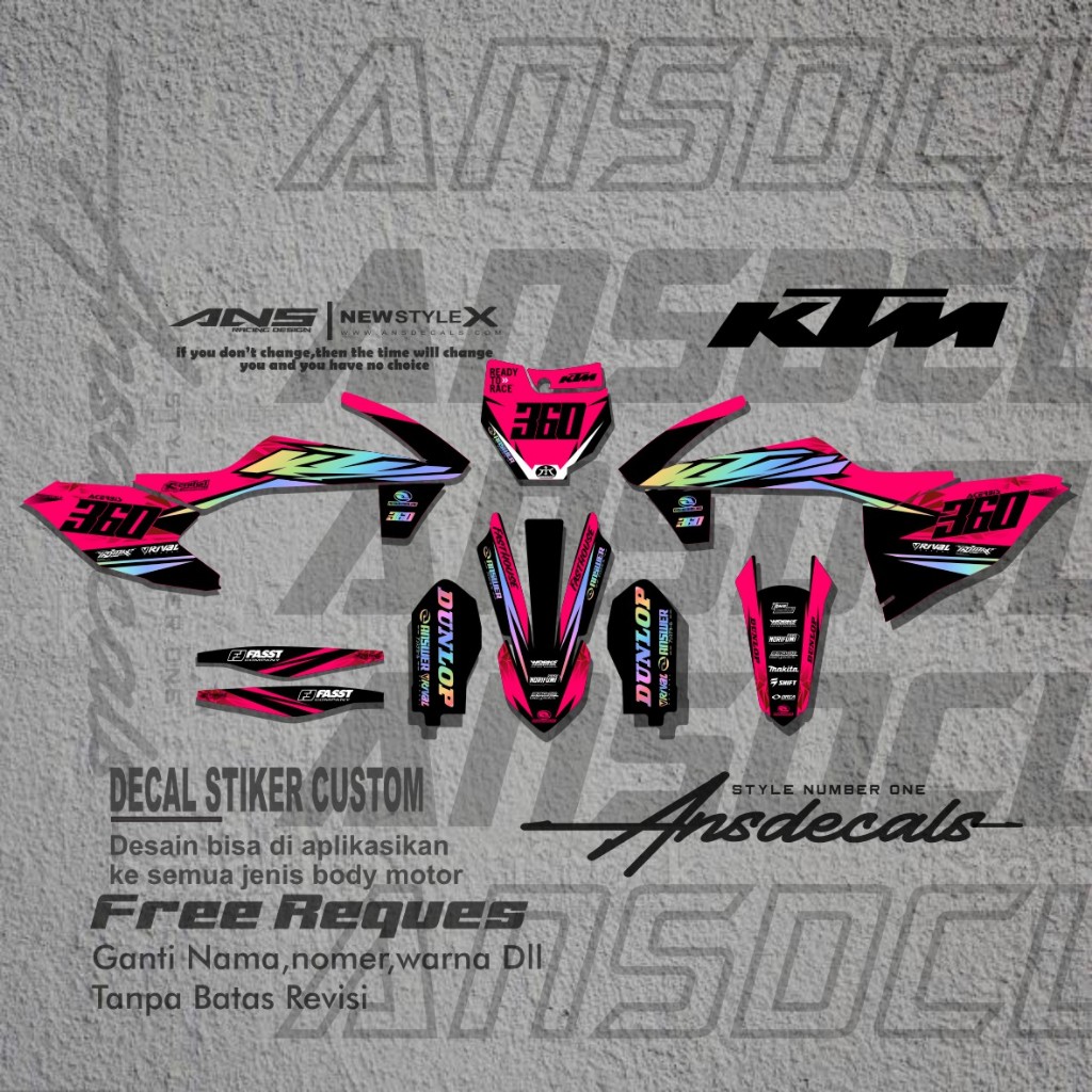 DECAL KTM 85/KTM 250 FULL BODY STIKER MOTOR KTM 85/250 FREE REQUEST