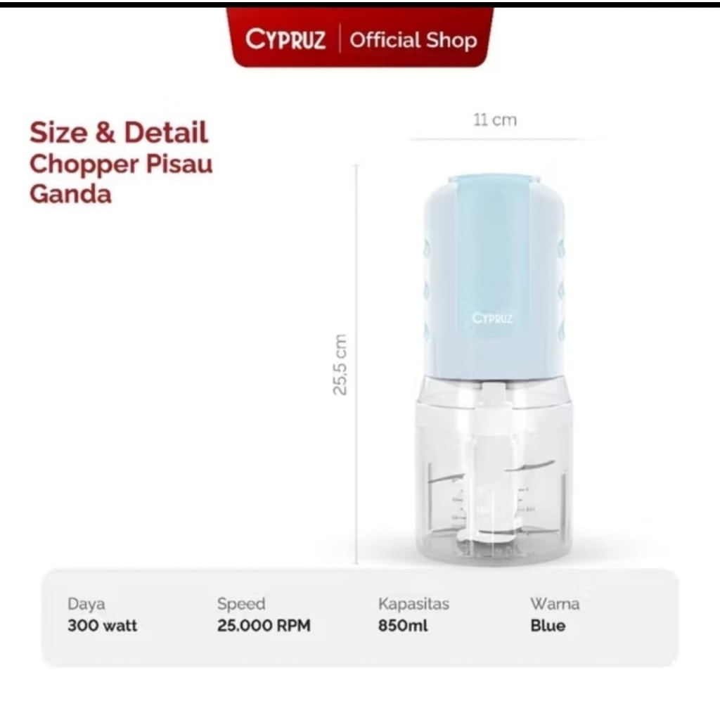 CHOPPER CYPRUZ BR-0250 Food Processor Penggiling Makanan Cypruz Chopper Pelumat Daging