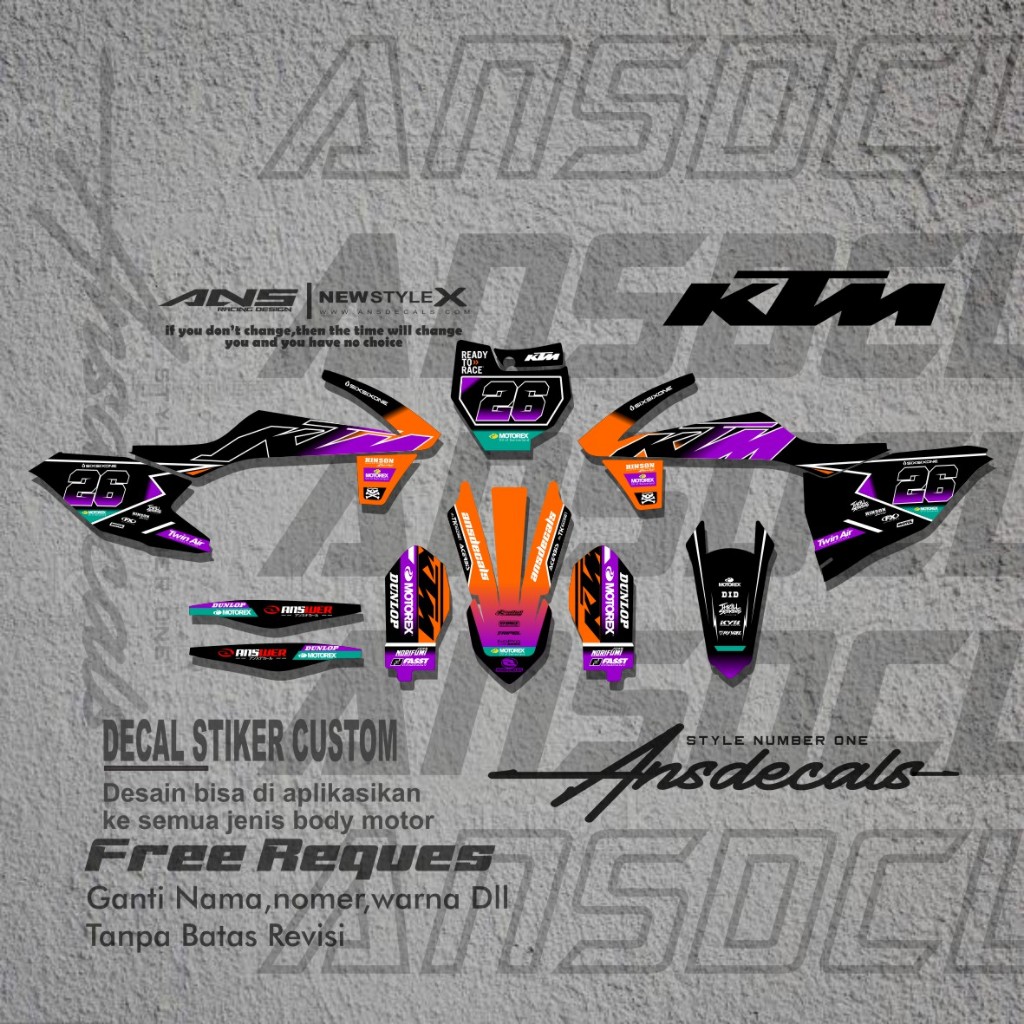 DECAL KTM 85/KTM 250 FULL BODY STIKER MOTOR KTM 85/250 FREE REQUEST