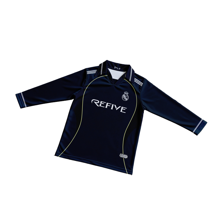 Refive- Jersey VINTAGE Long Sleeve Retro Jersey REAL MADRID 2 Atasan Tangan Panjang Pria Dan Wanita 