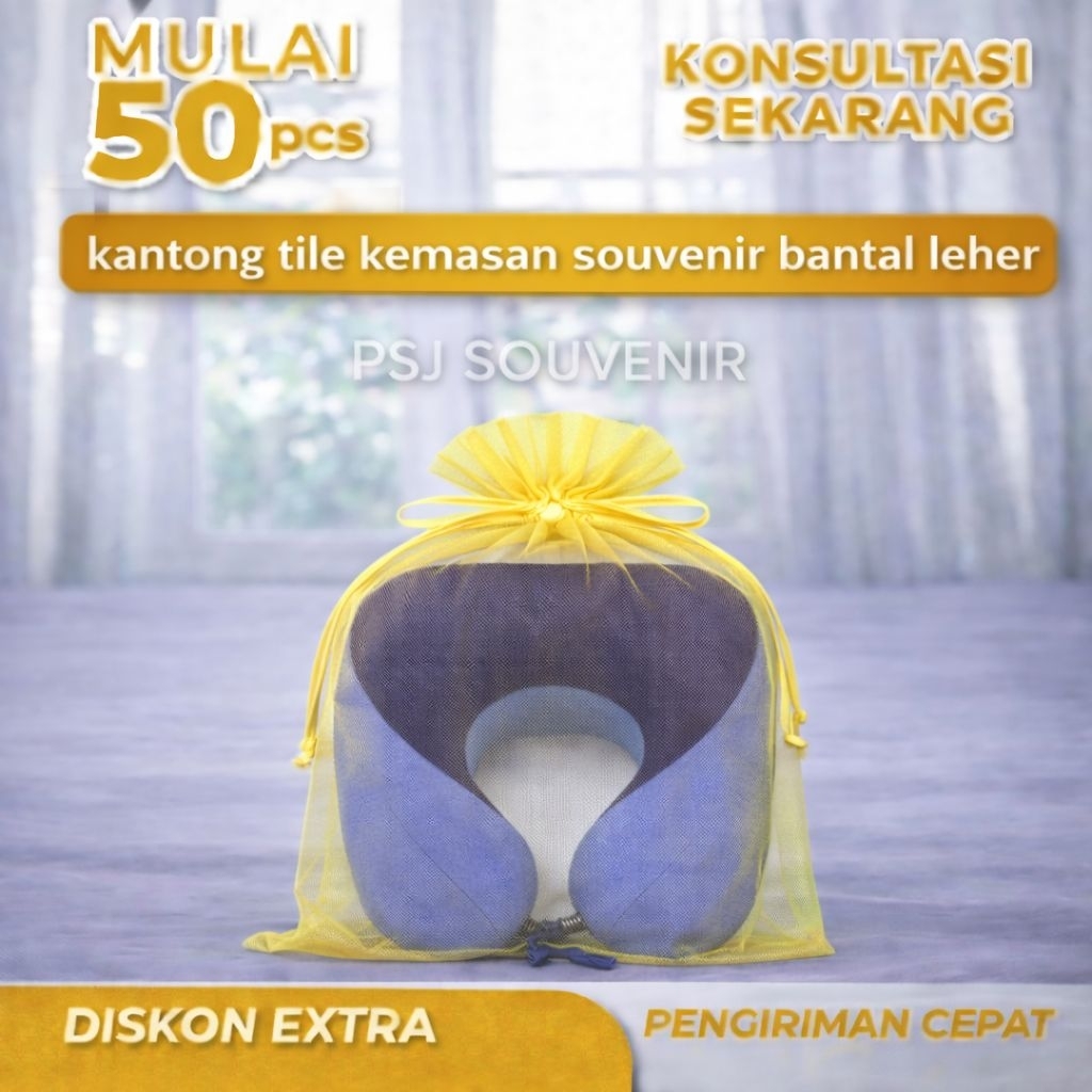 Kantong Tile Serut Ukuran 30 x 40 Cm Kantong Kemasan Souvenir Bantal Leher