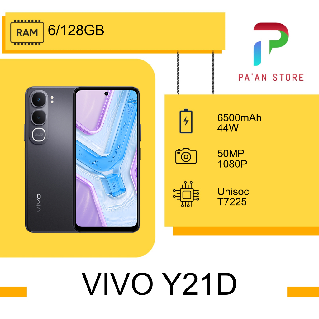 VIVO Y21D RAM 4/128GB, 6/128GB, 6/256GB, 8/128GB - GARANSI RESMI - FREE AKSESORIS - HANDPHONE