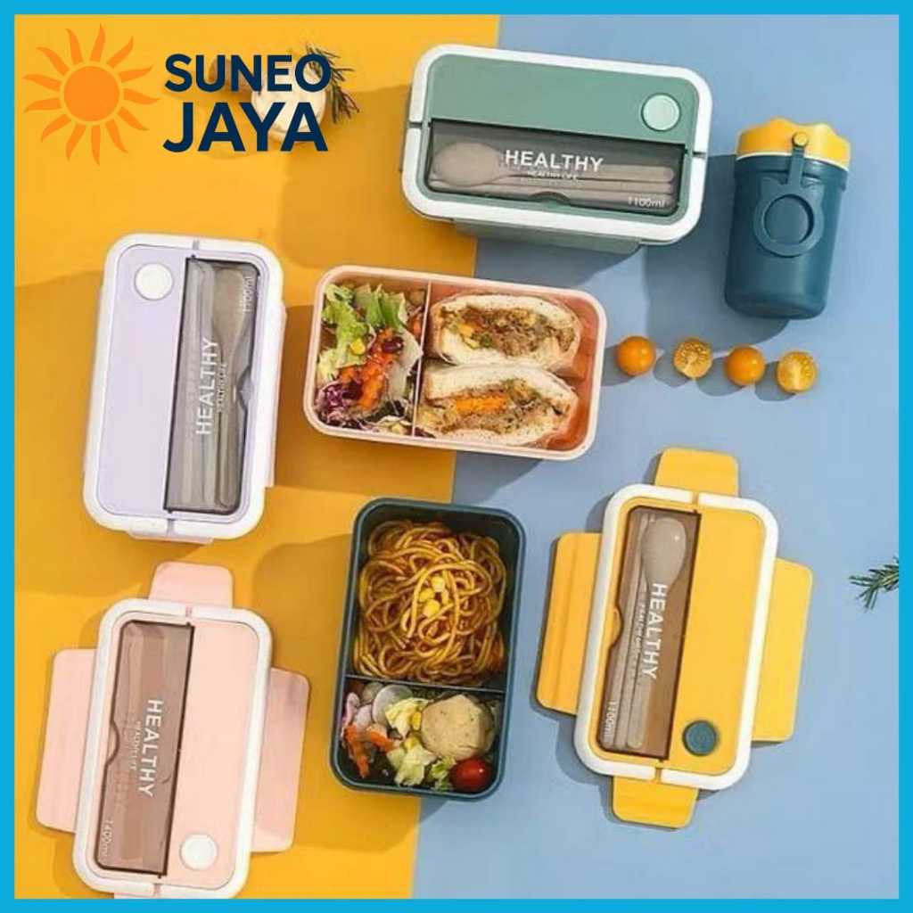 Suneojaya - lunch box Bento 2 Sekat Free Sendok Garpu