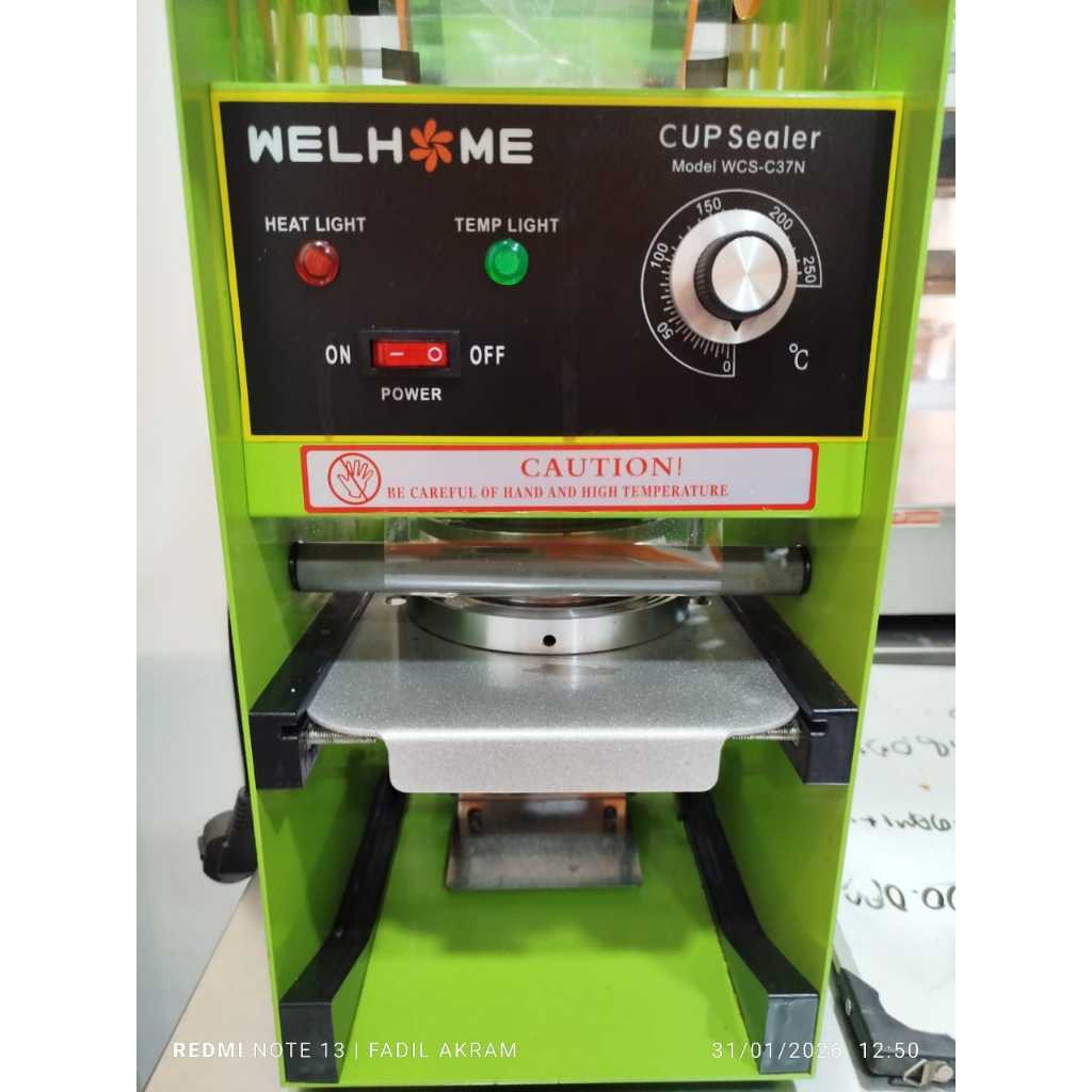 Preloved WELHOME Cup Sealer Mesin Press Minuman Sealing Machine Cup Low Watt WCS C 37N