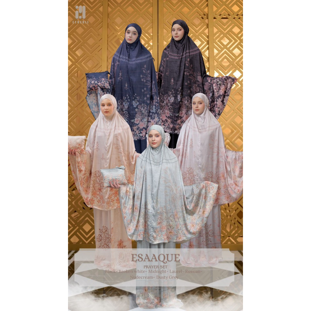 Eyberli Prayer Set Esaaque| mukenah Eyberli satin silk
