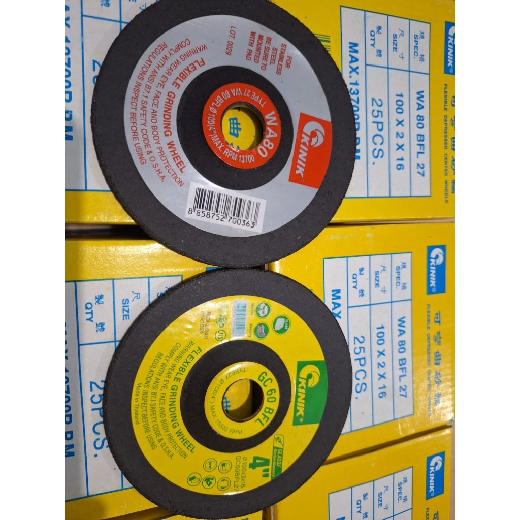 Batu gerinda poles Flexsibel Kinik 4in GC 60BFL n kinik WA80 BFL