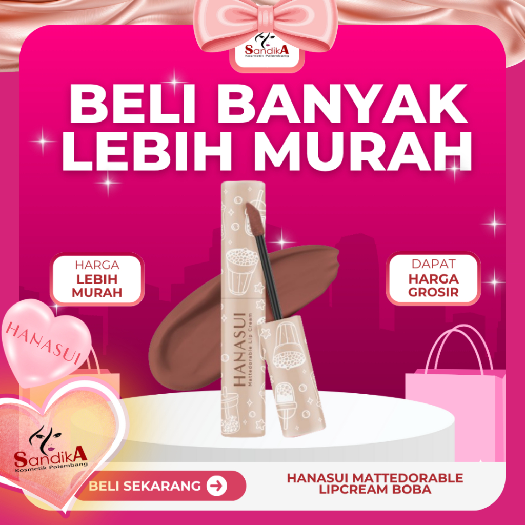 (GROSIR)Hanasui Mattedorable Lip Cream Boba Edition