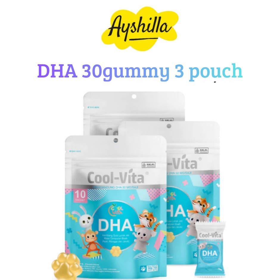 COOLVITA 30 gummy dha 3 POUCH Suplemen Vitamin Anak untuk Kesehatan Mata dan Perkembangan Otak