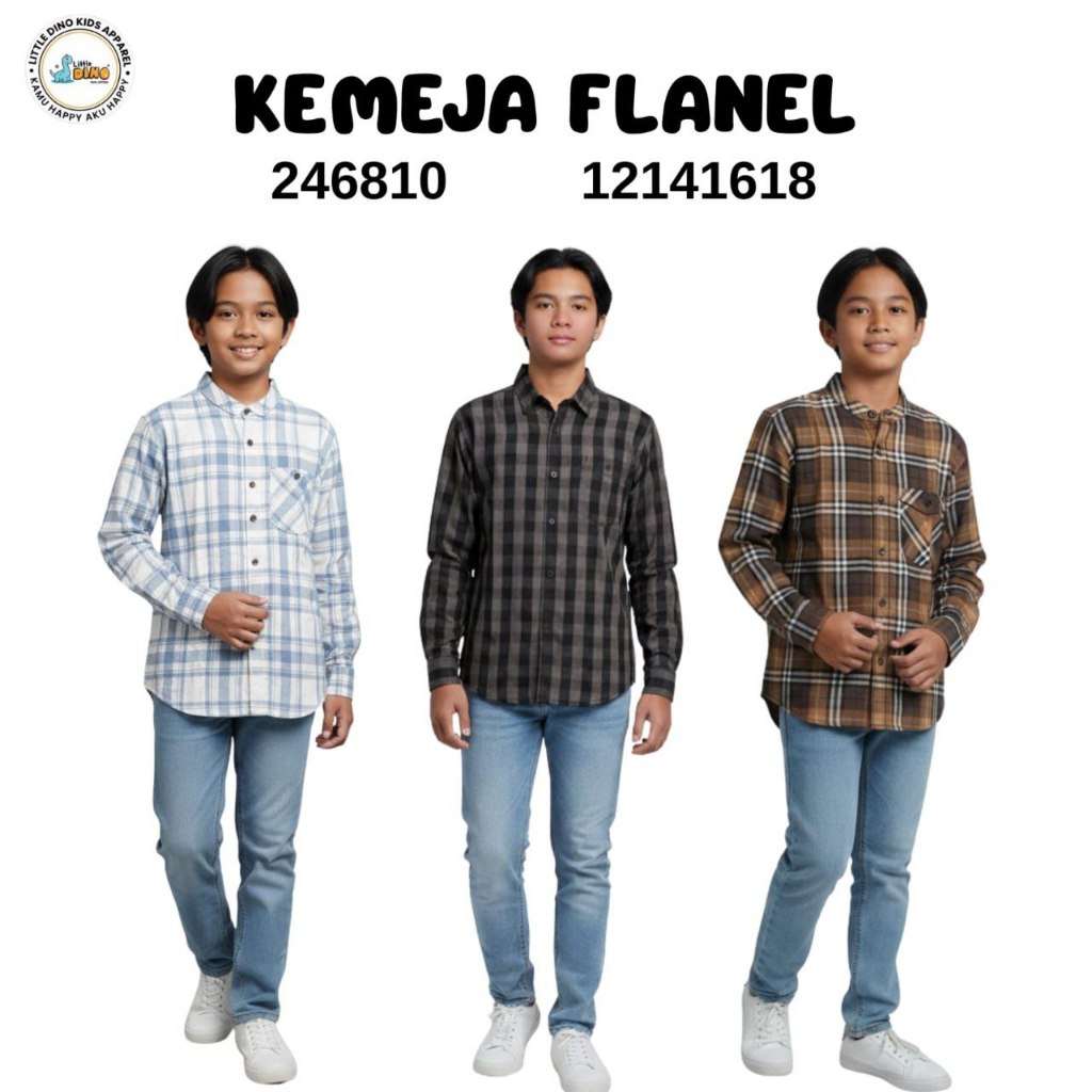 Atasan Baju Kemeja Koko Anak Laki-laki Flanel Kakadede