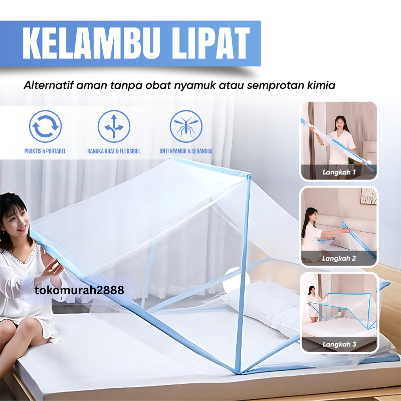 Kelambu Nyamuk Kotak Lipat 180x190/Kelambu Lipat/Kelambu Kotak Lipat
