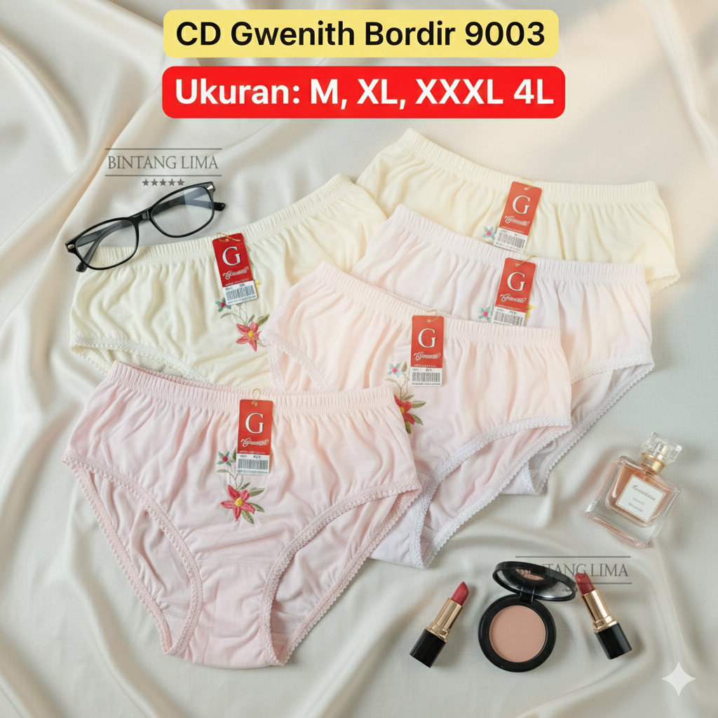 CD Wanita Gwenith Bordir | Celana Dalam wanita murah BAHAN TEBAL | Karet Bungkus | Jumbo Size