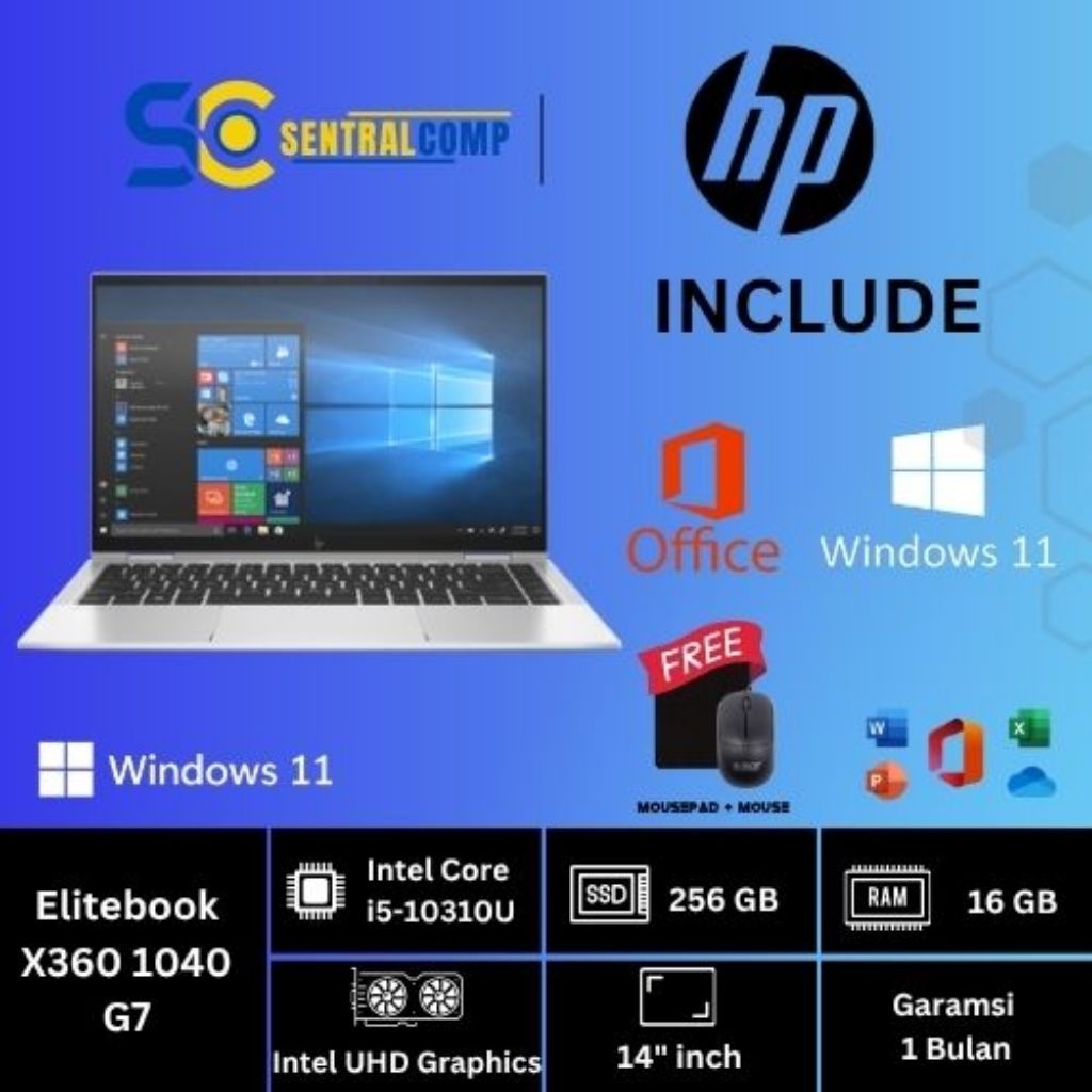 HP Elitebook X360 1040 G7 Intel core I5-10310u 16Gb 256Gb Second like neww