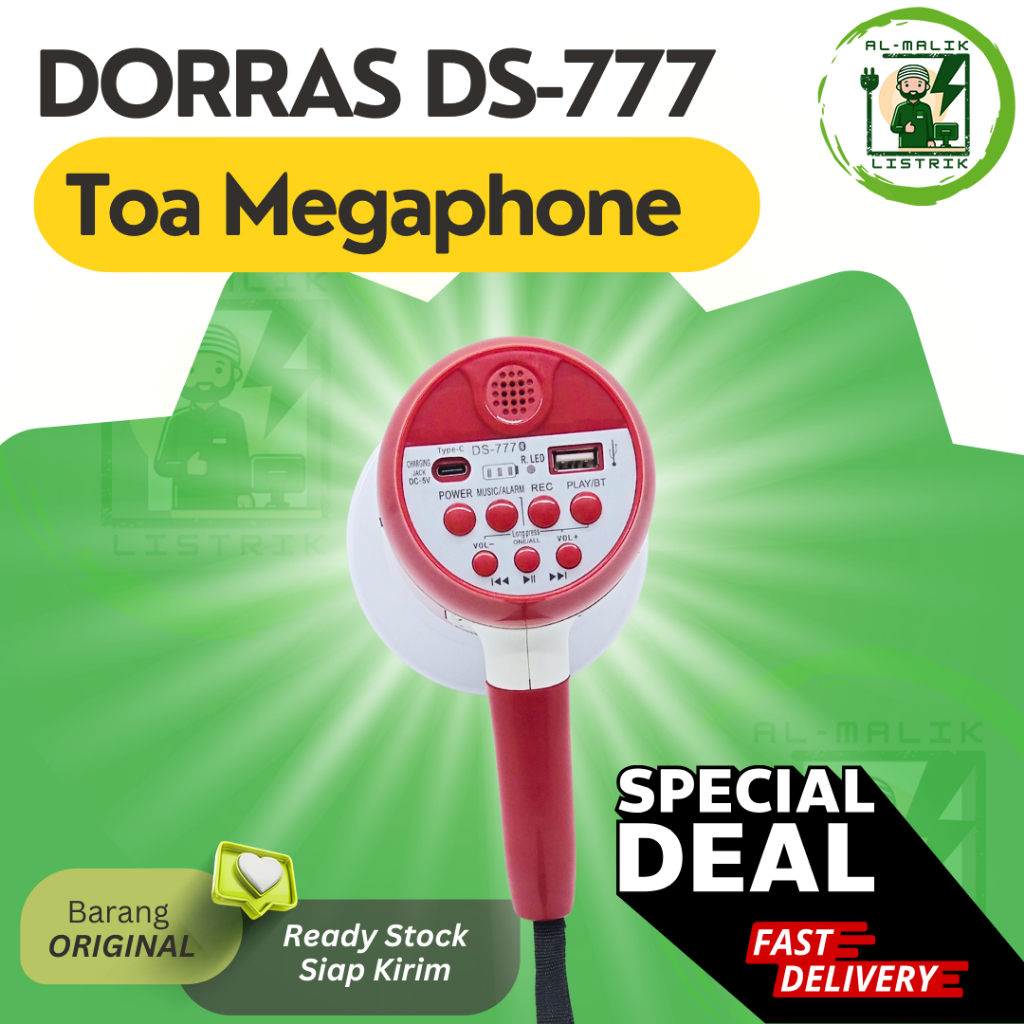 TOA Bisa Rekam Suara Megaphone TOA Dorras DS-777 Bluetooth TOA Takbiran Speaker USB Portable 15W Sir
