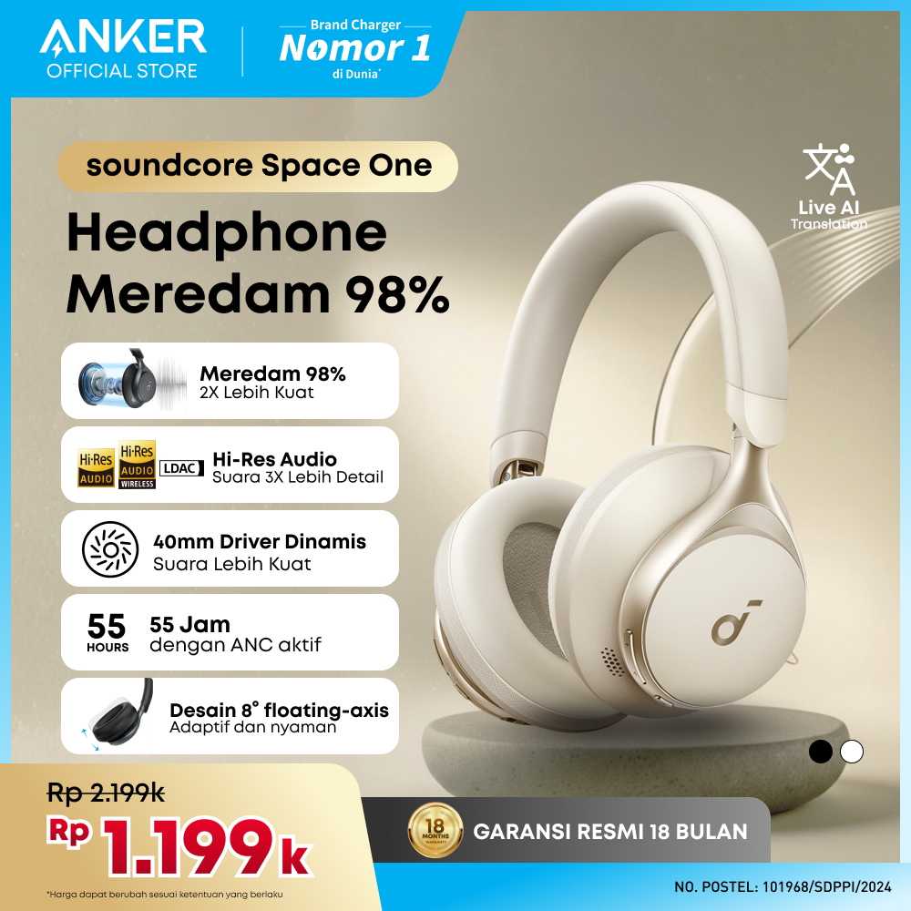 ( NEW LAUNCH ) Headphone Bluetooth Soundcore Space One - A3035