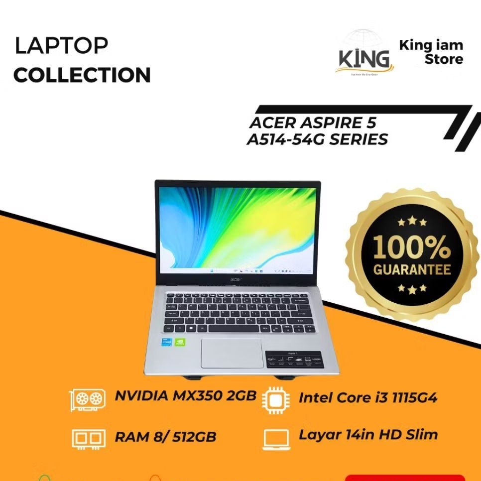 Acer Aspire 5 i3 Gen 11 MX350 8GB SSD 512GB Laptop Kuliah Desain Gaming Ringan | King iam store