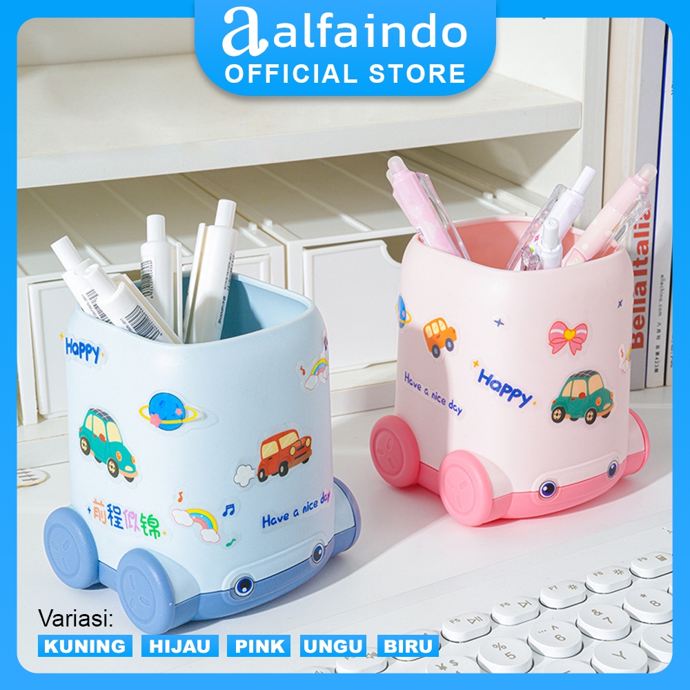 Tempat Pensil Lucu Bentuk Mobil Kartun Anak Tempat Alat Tulis Meja Belajar Organizer Unik - TPS001