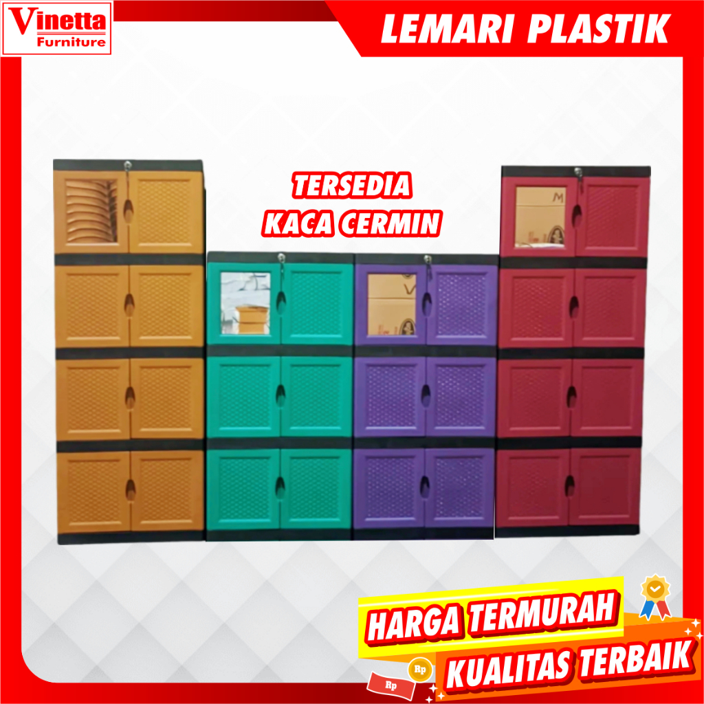 Lemari Pakaian Plastik Mini Susun 3 / 4 OMAHQU Anti Air Anti Rayap Minimalis Multiwarna