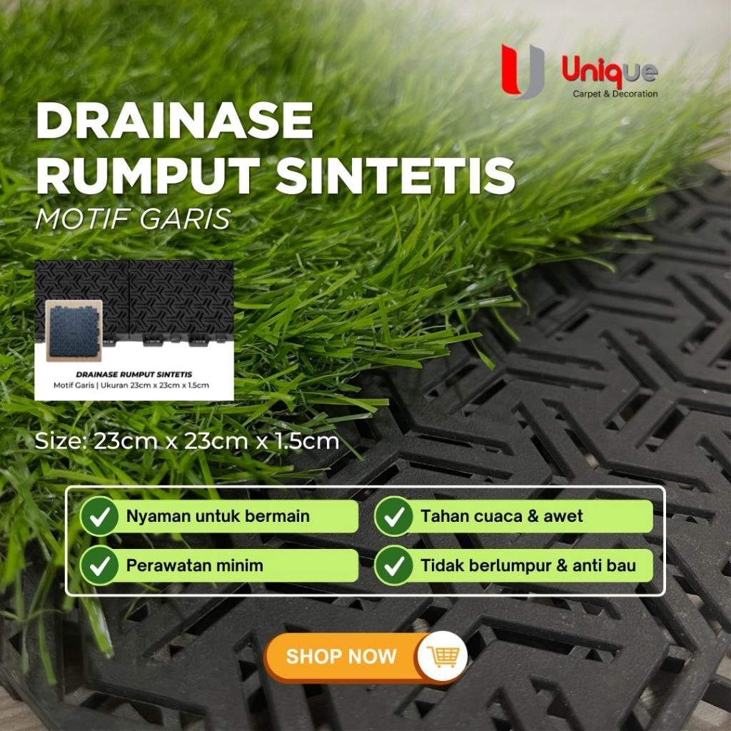 Drainase Rumput Sintetis Tebal 1,5 cm / Alas Rumput Anti Lembab