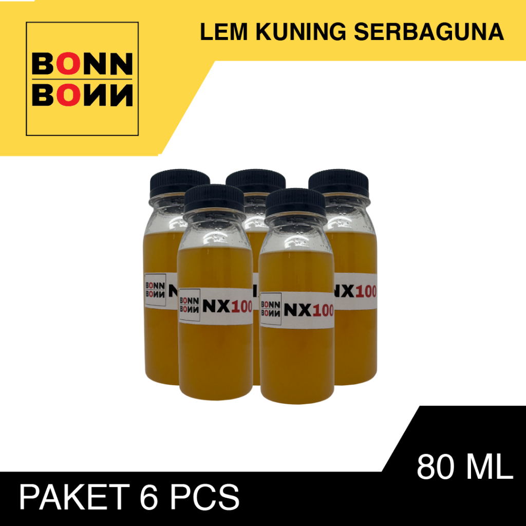 [PAKET HEMAT 6 PCS] Lem Kuning NX100 Kemasan 100ml | Bonn Bonn Official | Lem Jok, Tas, Busa & Kulit