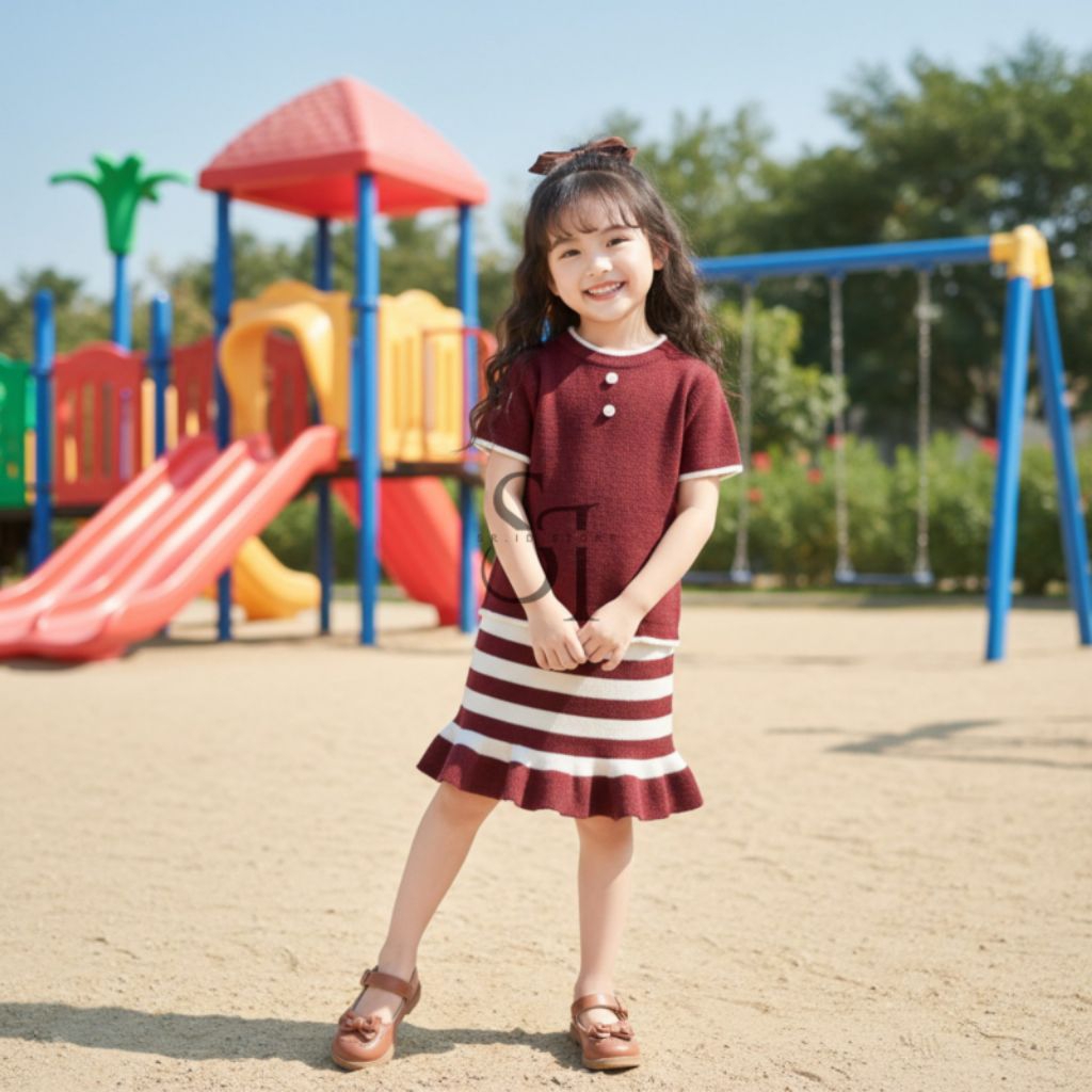 3-6 Tahun Setelan Baju Anak Perempuan Rajut Premium Dress Rajut Anak Cewek Lucu Baju Anak Kekinian A