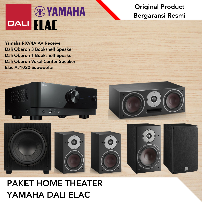 Paket Home Theater Yamaha RXV4A AV Receiver Dali Oberon 3 Bookshelf speaker Dali Oberon 1 Bookshelf 