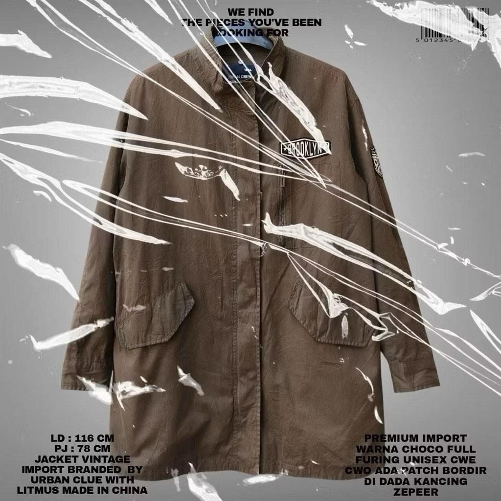 FLASMA/URBAN CREW X LITMUS ORIGINAL JACKET PARKA PREMIUM KOREAN STYLE/BROWN JACKET MEWAH KOREAN LOOK