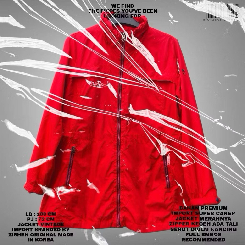 FLASMA/ZISHEN ORIGINAL KOREAN RUNNING JACKET SPORT RED PREMIUM PARKA SERUT KOREAN LOOK/KOREAN STYLE 