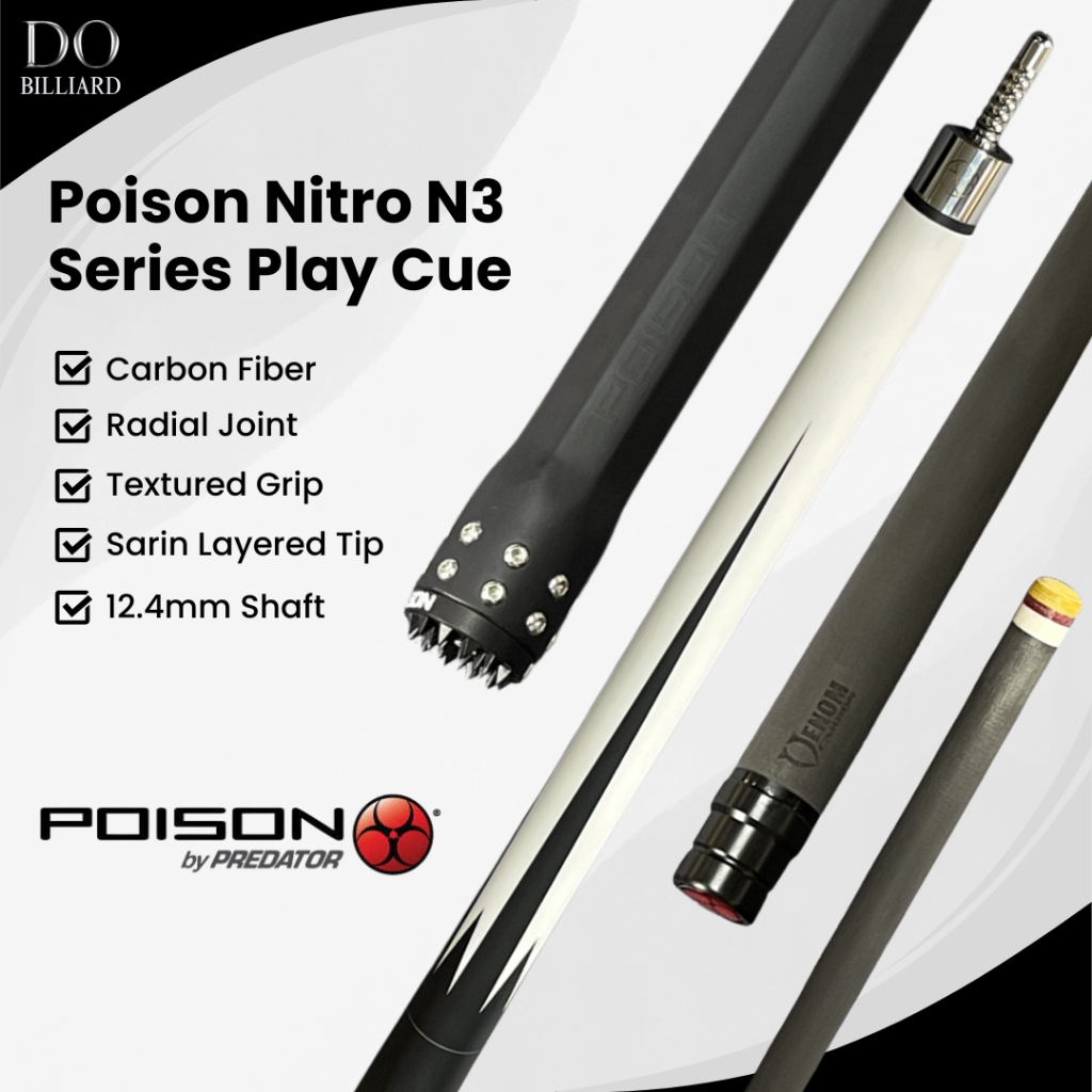 Stick Billiard POISON NITRO N3 SERIES Textured Grip Low Deflection Carbon Fiber Shaft Cue Stick Bill