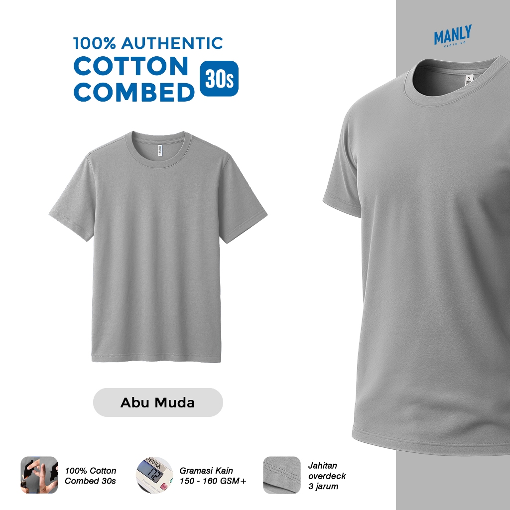 KAOS ABU MUDA PREMIUM COMBED 30S