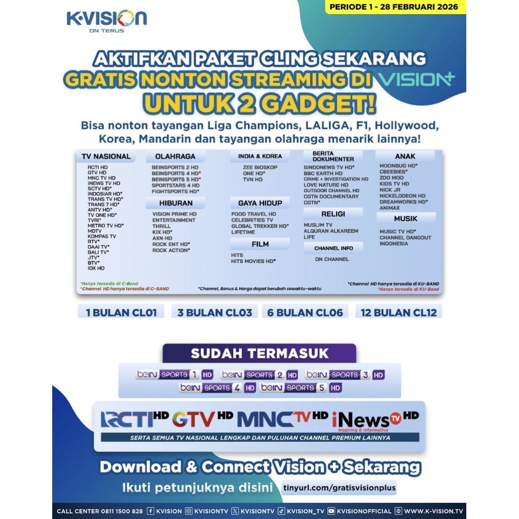 Voucer Paket Cling CL12 K-vision 360 hari/1 Tahun