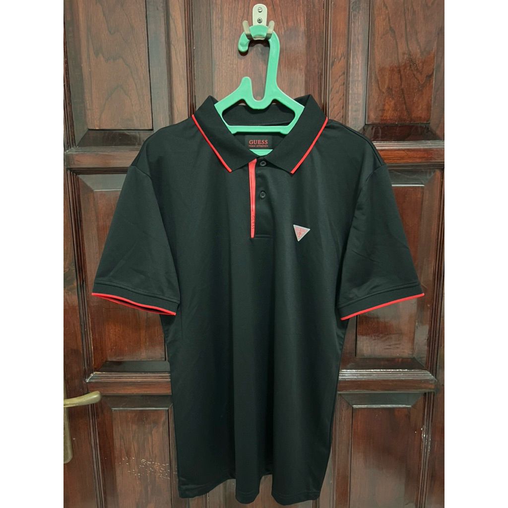 GUESS Polo Shirt Black Original Brand NEW with Price Tag Size L Baju Kaos Kemeja Ori cowok