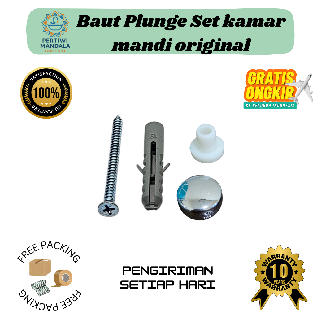 Baut plunge set wastafel kamar mandi TA2SV2 - Anti patah dan mudah di pasang, Kit Sekrup Pemasangan 