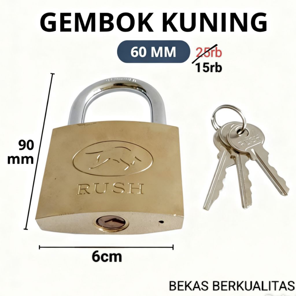 Gembok Rush besar kunci pengaman pagar