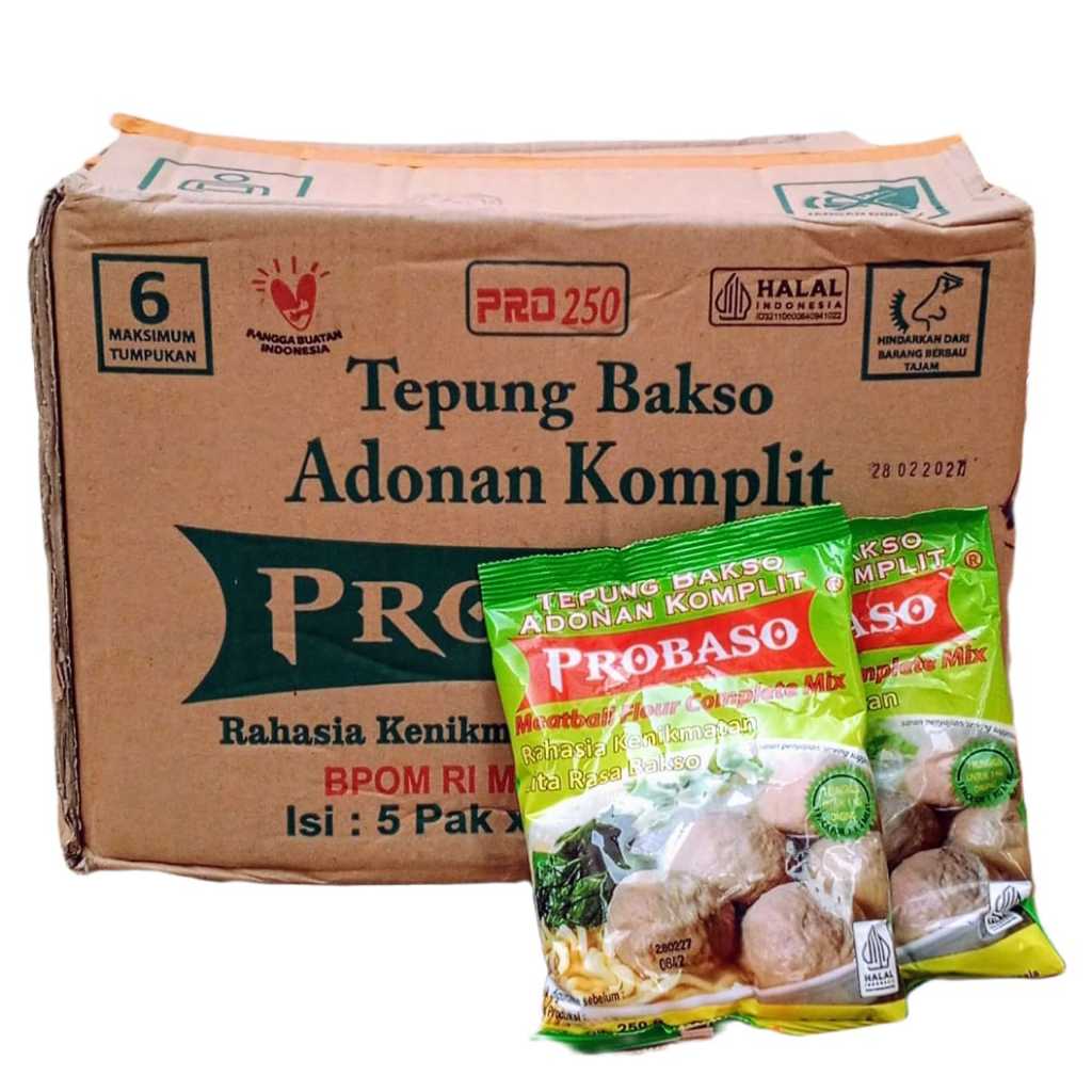 PROBASO Tepung Adonan Bakso Komplit 250g ( 1 dus isi 40 Pcs ) halal