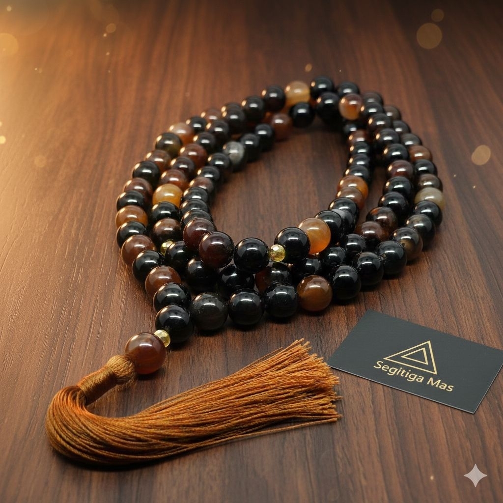TASBIH BATU SULAIMAN MADU 12MM 99 BUTIR KUALITAS TOP