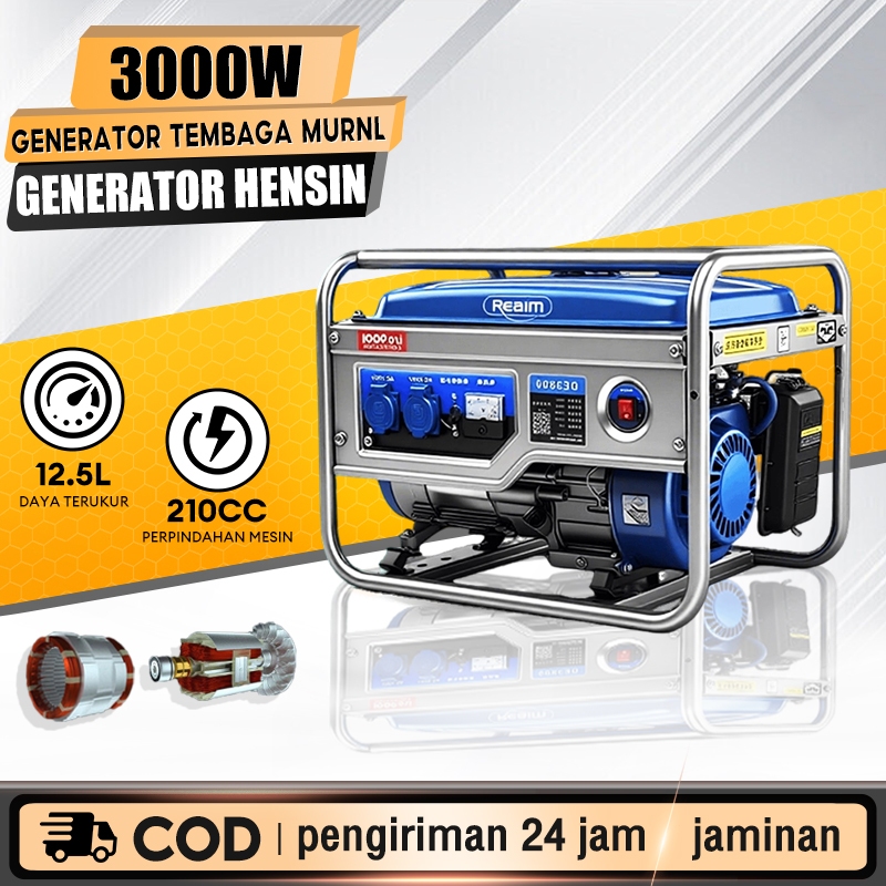 REAIM Genset 4000W Portable Hemat Bahan Bakar Mesin Generator Bensin/Genset Listrik Berkwalitas Port