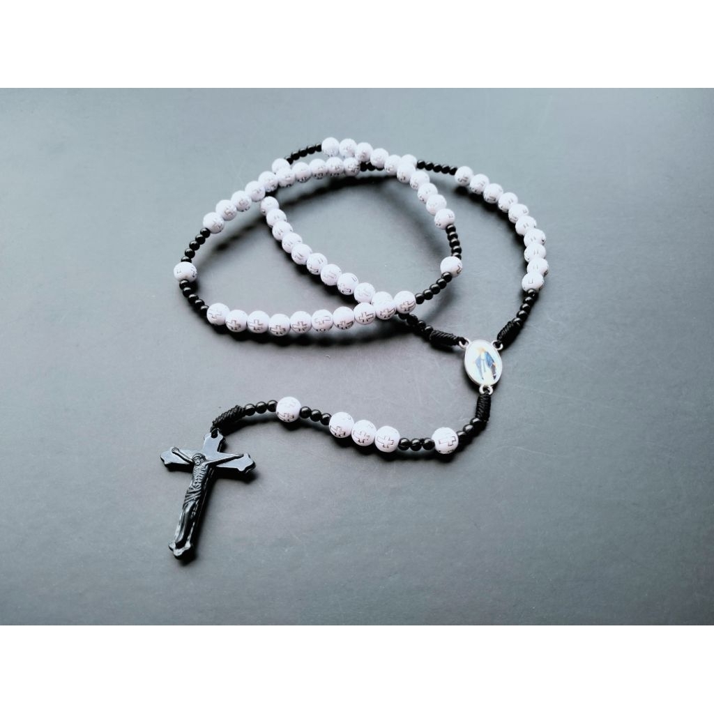 R378 ROSARIO KONTAS MUTIARA MOTIF SALIB PREMIUM KATOLIK