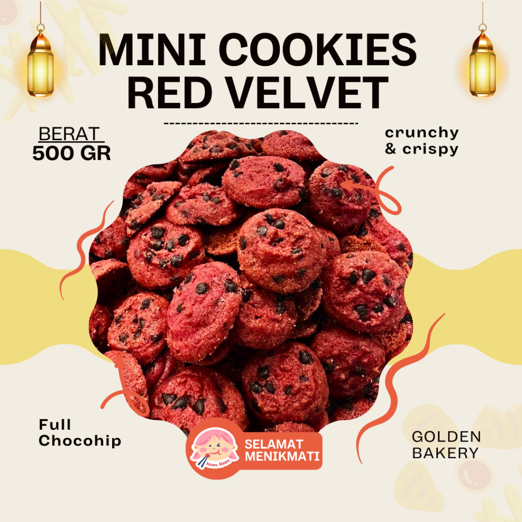 Mini Cookies Red Velvet 500g Kue Kering Renyah Manis Lumer Camilan Lebaran Premium Toples Murah