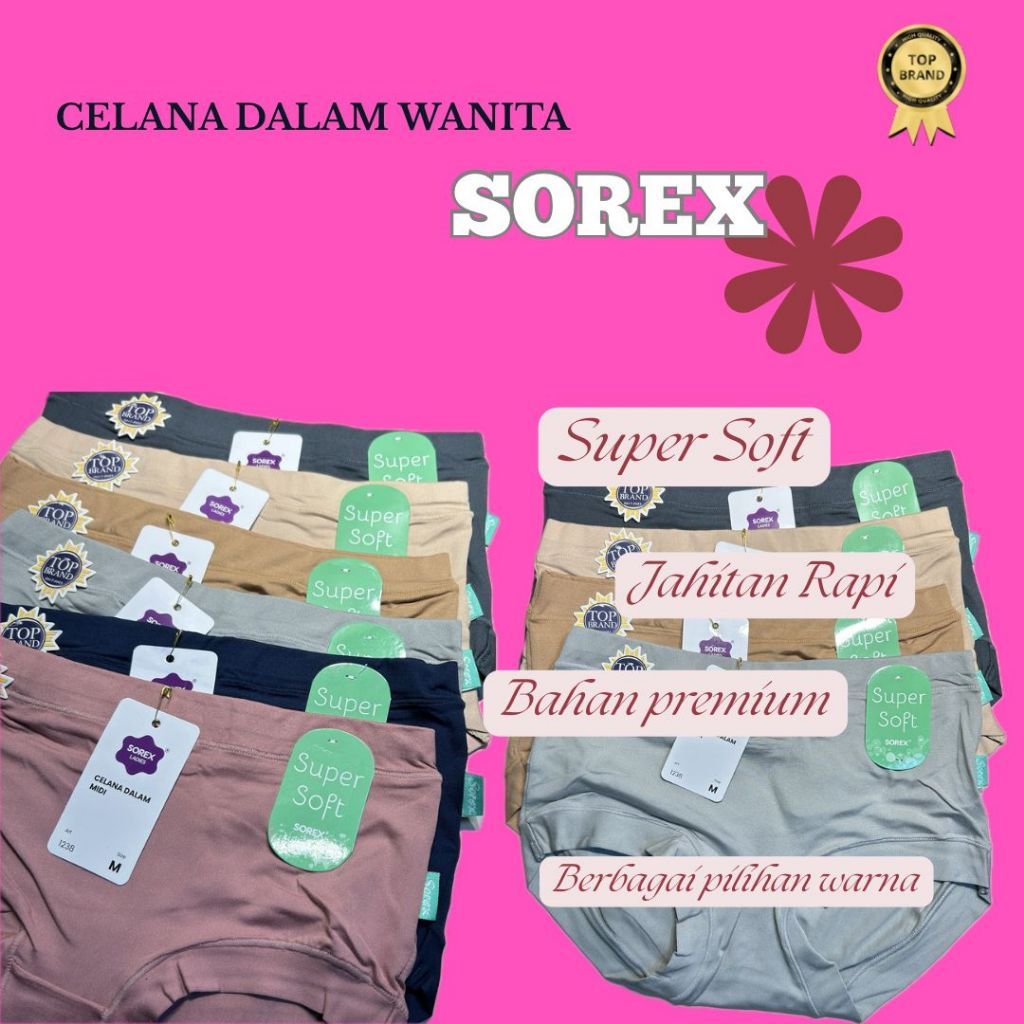 Isi 6 Pcs Sorex Celana Dalam Wanita Jumbo Lusinan 1238 Super Soft Original Privasi Aman