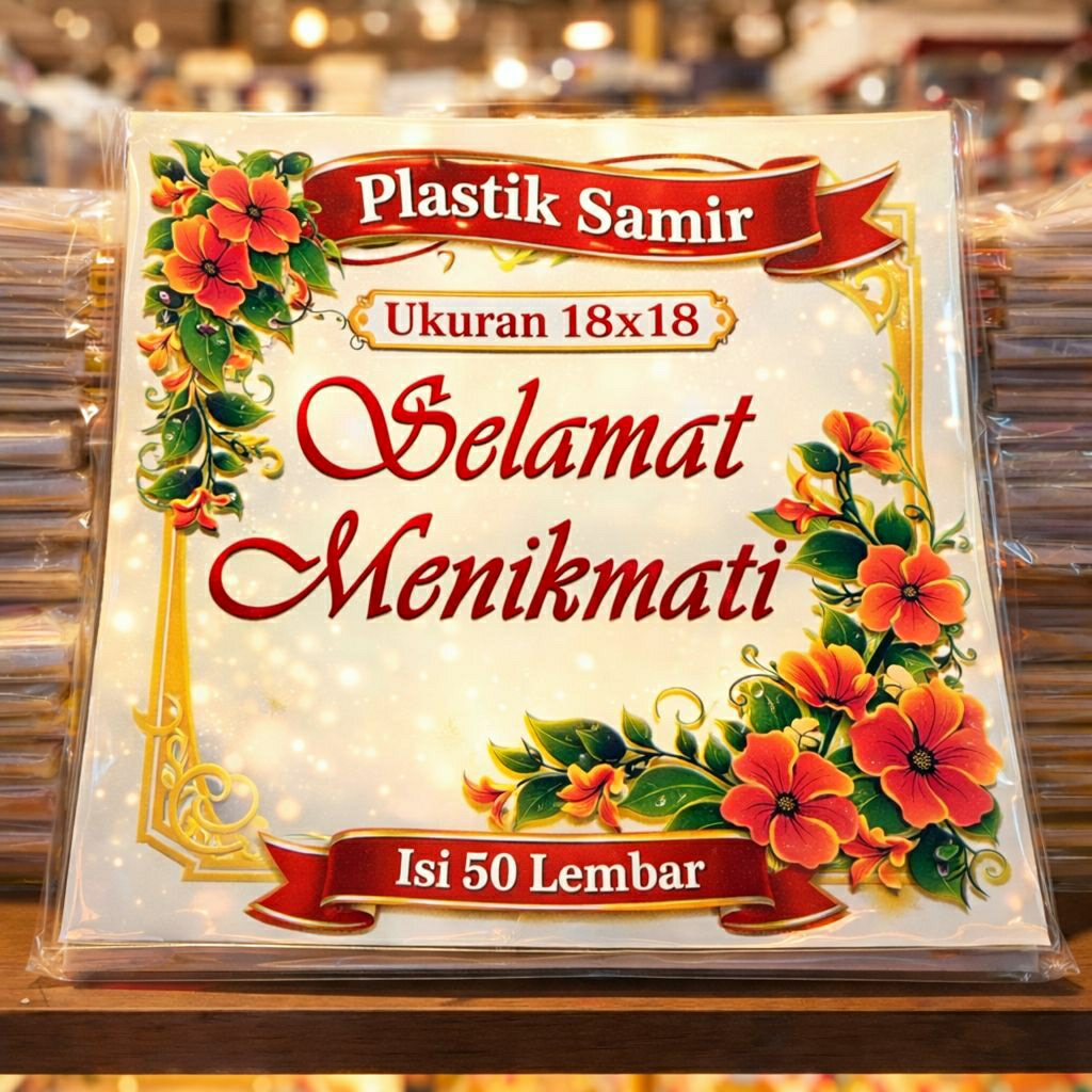 Plastik Tutup Nasi Kotak 50 Lembar - Transparan, Motif Acak,